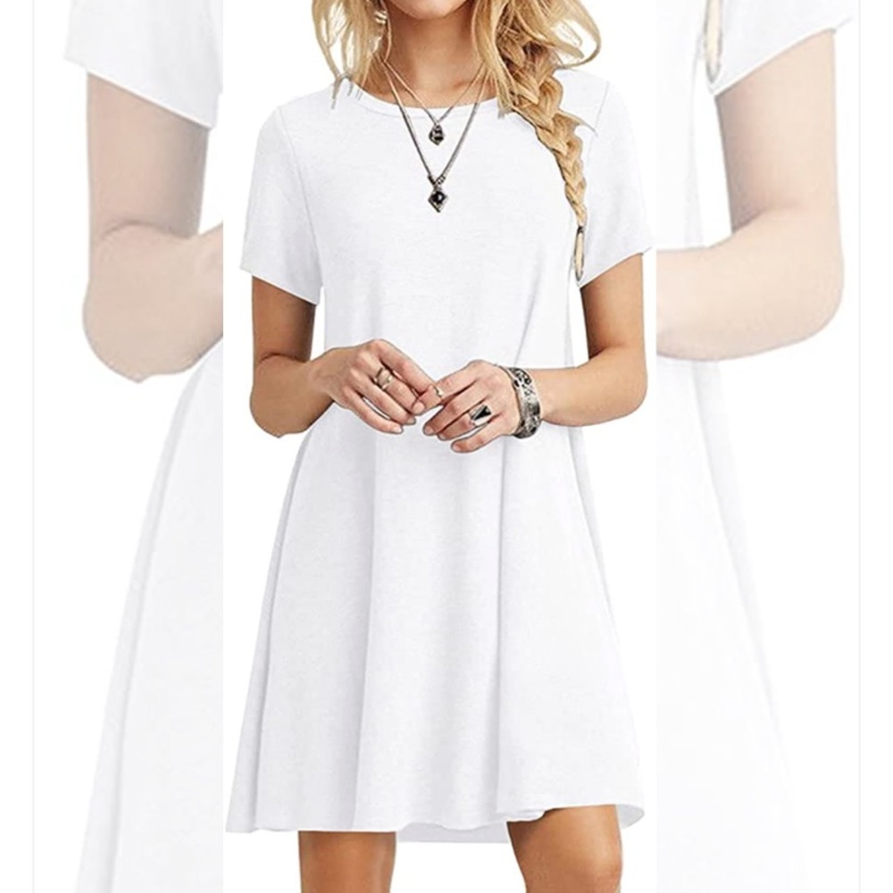 NWT White T-Shirt Dress - Picture 1 of 4